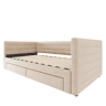 Sofá-cama 90x190 cm 3 em 1 - Multifuncional com gavetas, convertível em cama individualdupla - Bege