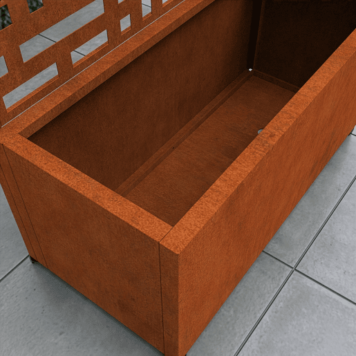 Divisória Bernalda com floreira Aço 190 x 82 x 38 cm Castanho ferrugem casa.pro Divisória Bernalda com floreira Aço 190 x 82 x 38 cm Castanho ferrugem casa.pro
