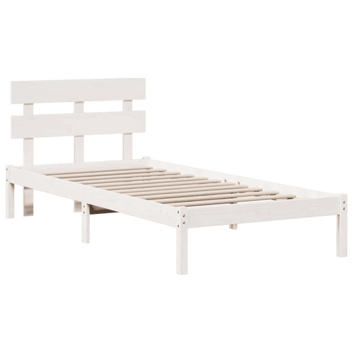 Estrutura de cama de solteiro - Branco 75 x 190 cm Madeira de pinho maciça