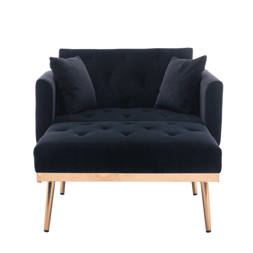 Poltrona reclinável individual - encosto ajustável e dobrável - preto