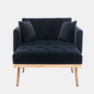 Poltrona reclinável individual - encosto ajustável e dobrável - preto