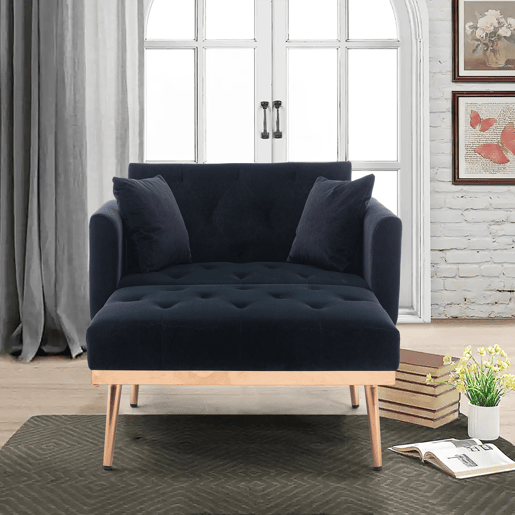 Poltrona reclinável individual - encosto ajustável e dobrável - preto