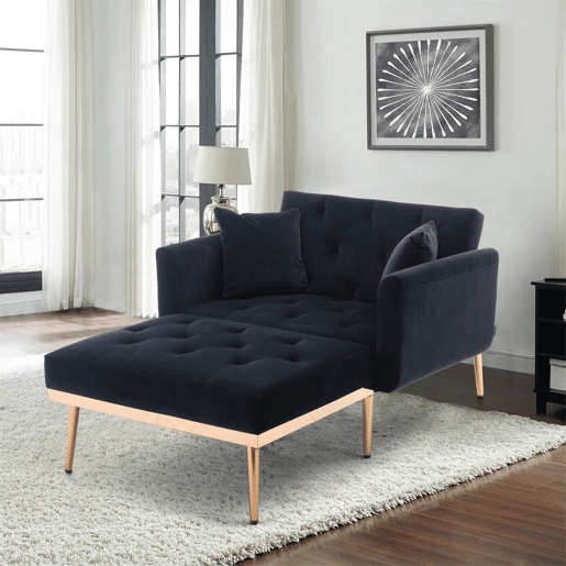 Poltrona reclinável individual - encosto ajustável e dobrável - preto