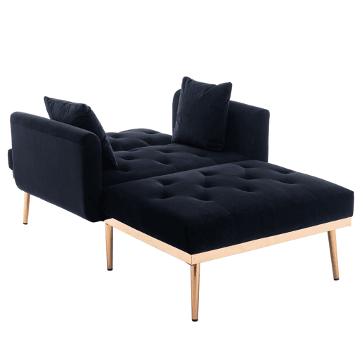 Poltrona reclinável individual - encosto ajustável e dobrável - preto