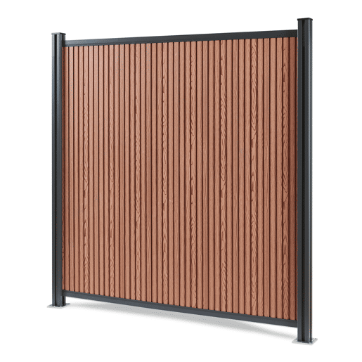Módulo de extensão de vedação de jardim Grassano com 2 postes 185x180 cm WPC Castanho neu.holz