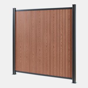 Módulo de extensão de vedação de jardim Grassano com 2 postes 185x180 cm WPC Castanho neu.holz