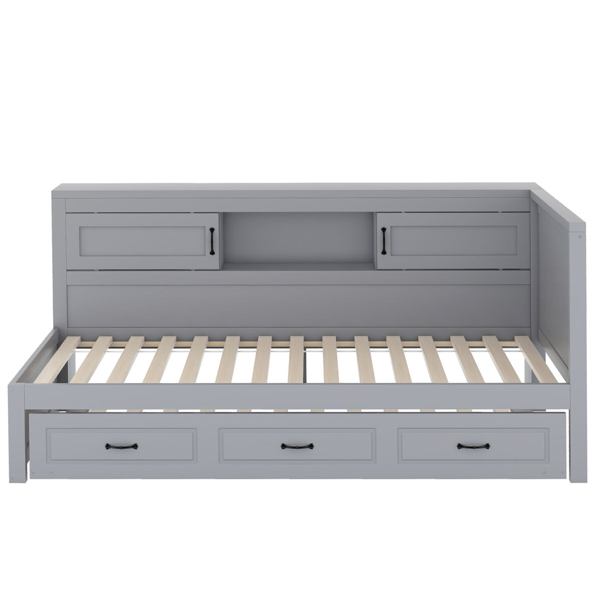 Diván 90x200cm con led y enchufes - con cama nido 90x190cm - gris