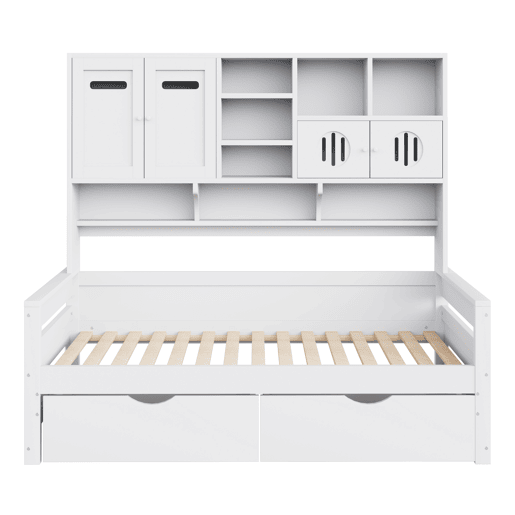 Sofá-cama de madeira 90 x 200 cm - Com arrumação, gaveta grande, cama juvenil, estrado, branco