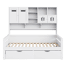 Sofá-cama de madeira 90 x 200 cm - Com arrumação, gaveta grande, cama juvenil, estrado, branco