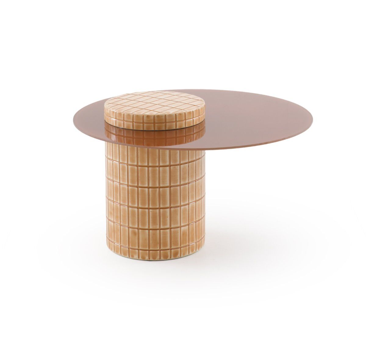 Mesa auxiliar de metal con cristal 80x80