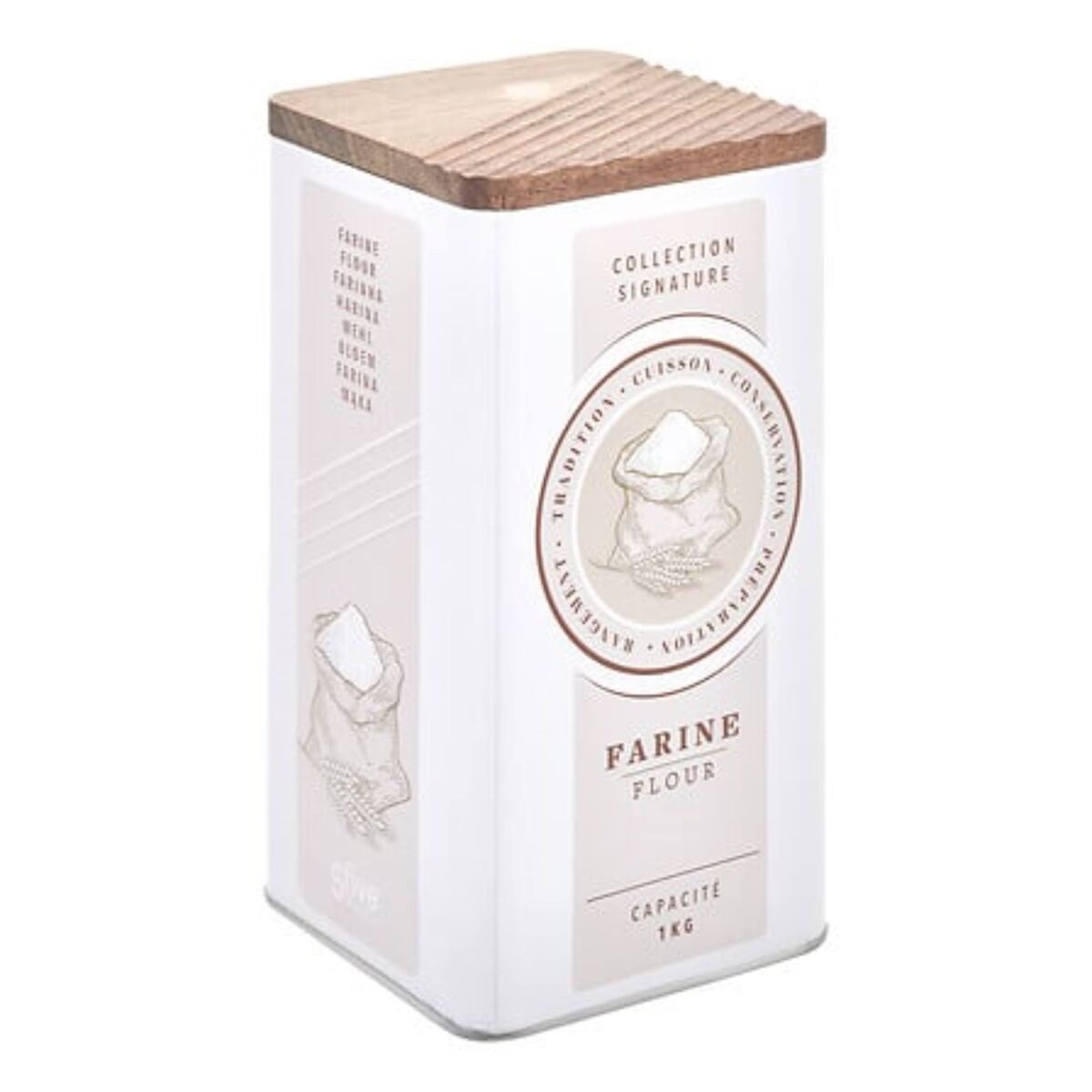 Well Home Caja de harina alta Signature hojalata y acacia