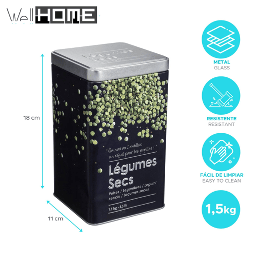 Recipiente para Legumes Well Home em Metal Relevo - Edição Preta