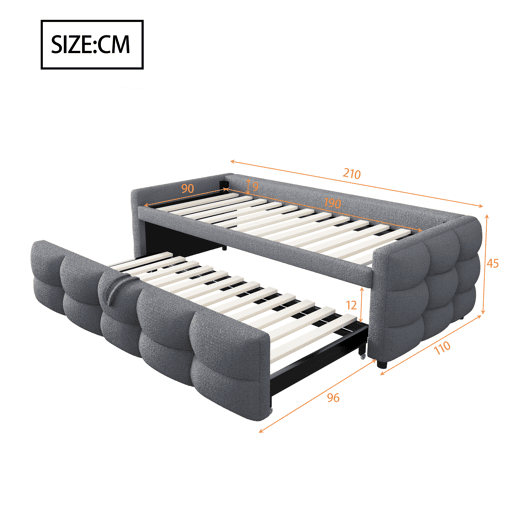 Sofá-cama 90180x190 cm - Puffbed, com Lattenrost, multifuncional, cinzento Sofá-cama 90180x190 cm - Puffbed, com Lattenrost, multifuncional, cinzento