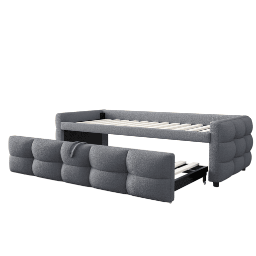 Sofá-cama 90180x190 cm - Puffbed, com Lattenrost, multifuncional, cinzento Sofá-cama 90180x190 cm - Puffbed, com Lattenrost, multifuncional, cinzento