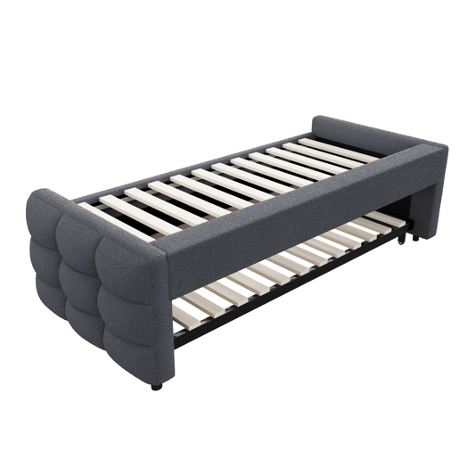 Sofá-cama 90180x190 cm - Puffbed, com Lattenrost, multifuncional, cinzento Sofá-cama 90180x190 cm - Puffbed, com Lattenrost, multifuncional, cinzento
