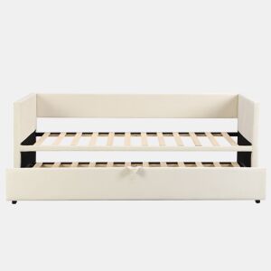 Sofá-cama 90180*200 cm - Com estrados, multifuncional, tecido de veludo bege