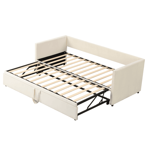 Sofá-cama 90180*200 cm - Com estrados, multifuncional, tecido de veludo bege