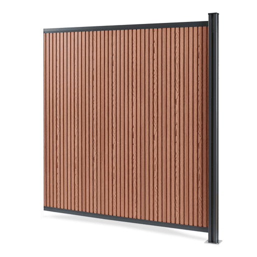 Módulo de extensão de vedação de jardim Grassano com 1 poste 185x175 cm WPC Castanho neu.holz