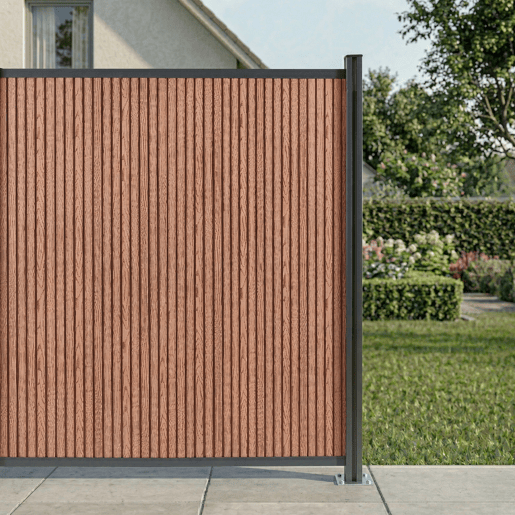 Módulo de extensão de vedação de jardim Grassano com 1 poste 185x175 cm WPC Castanho neu.holz