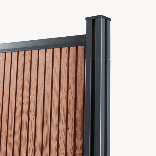 Módulo de extensão de vedação de jardim Grassano com 1 poste 185x175 cm WPC Castanho neu.holz