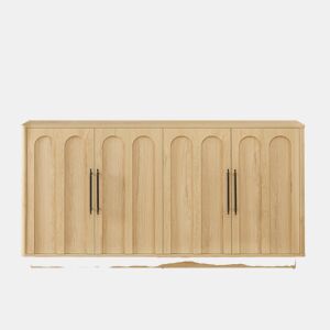 Aparador de 160 cm - Portas com fecho suave e sistema anti-tombamento, móvel de arrumação para a sala - Carvalho