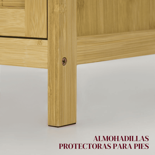 HOMCOM Aparador de Bambu de 2 Portas Aparador Boémio com 2 Prateleiras para Sala Cozinha Entrada ou Quarto 60x27x67,5 cm Madeira