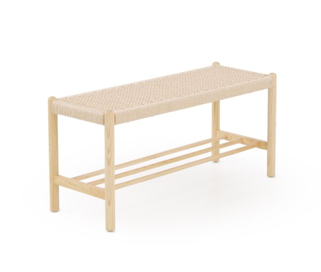 Banco madera de fresno con asiento trenzado