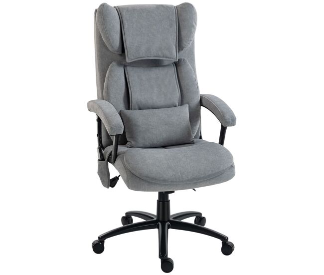 Homcom silla de oficina con masaje de amasamiento de 4 puntos, silla de escritorio con respaldo alto, altura ajustable, asiento amplio, cojín lumbar,