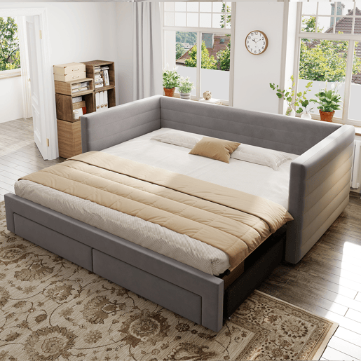 Sofá-cama 90x190 cm - Multifuncional, com arrumação, convertível em cama individualdupla - Cinza