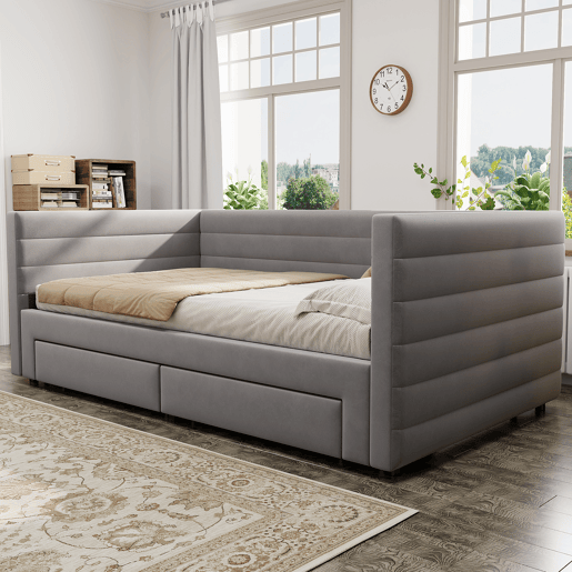 Sofá-cama 90x190 cm - Multifuncional, com arrumação, convertível em cama individualdupla - Cinza