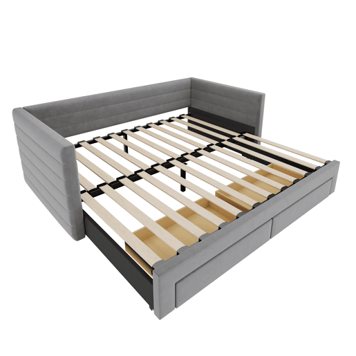 Sofá-cama 90x190 cm - Multifuncional, com arrumação, convertível em cama individualdupla - Cinza