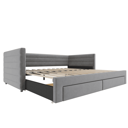 Sofá-cama 90x190 cm - Multifuncional, com arrumação, convertível em cama individualdupla - Cinza