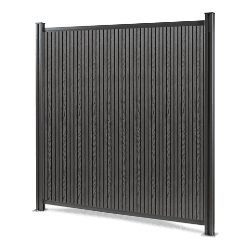 Módulo de extensão de vedação de jardim Grassano com 2 postes 185x180 cm WPC Cinzento neu.holz