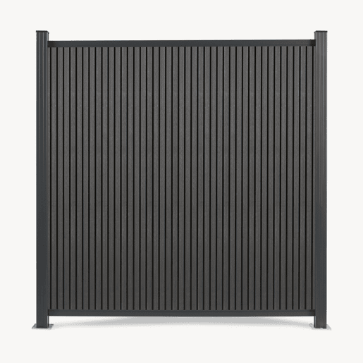 Módulo de extensão de vedação de jardim Grassano com 2 postes 185x180 cm WPC Cinzento neu.holz