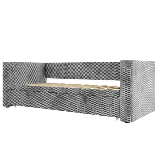 Sofá-cama 90x200 cm - Design multifuncional com fitas LED, base, veludo - Cinza