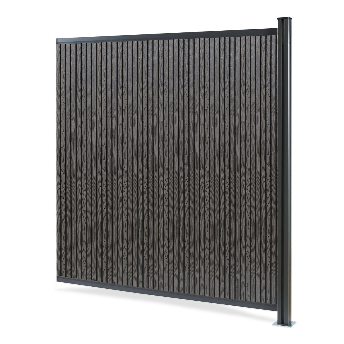 Valla jardin exterior grassano con 1 poste aluminio wpc 180x175cm - gris neu.holz
