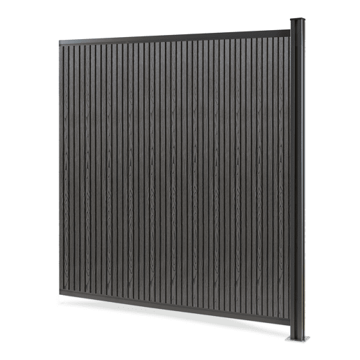 Módulo de extensão de vedação de jardim Grassano com 1 poste 185x175 cm WPC Cinzento neu.holz