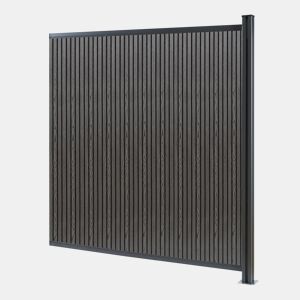Módulo de extensão de vedação de jardim Grassano com 1 poste 185x175 cm WPC Cinzento neu.holz