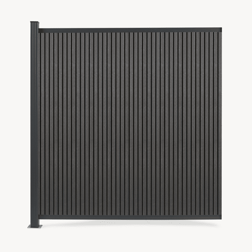 Módulo de extensão de vedação de jardim Grassano com 1 poste 185x175 cm WPC Cinzento neu.holz