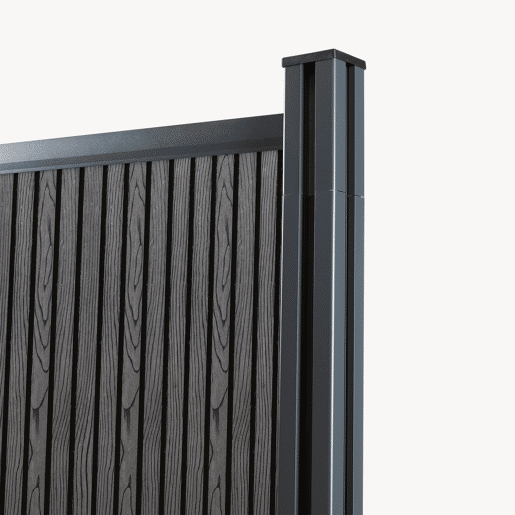 Módulo de extensão de vedação de jardim Grassano com 1 poste 185x175 cm WPC Cinzento neu.holz