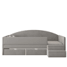Cama multifuncional 90x190 cm - Com duas gavetas, barreiras, degraus, tecido macio - Cinza claro