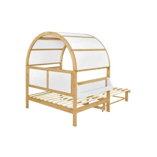 Cama infantil 140x200 - extensÃvel com cama extra e teto arqueado - branconatural Cama infantil 140x200 - extensÃvel com cama extra e teto arqueado - branconatural