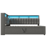 Cama individual 90x200 - com cama extra, LED, altifalante Bluetooth, USBType-C, prateleira - Cinza