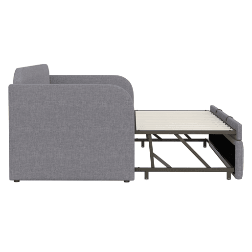 Sofá-cama 90180*190 cm - Com riscas verticais, com estrado, multifuncional, linho, cinzento