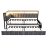 Sofá-cama 90x200 cm - Com cama extraível, iluminação LED, portas USB e Tipo-C - Cinza escuro