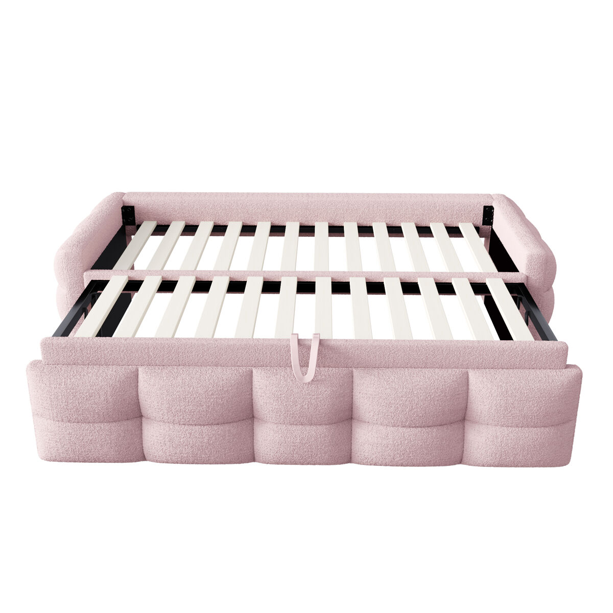 Sofá cama 90/180x190 cm - puffbett, con lattenrost, multifuncional, rosa