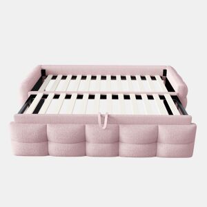 Sofá-cama 90180x190 cm - Puffbett, com estrado de ripas, multifuncional, rosa