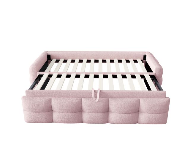Sofá cama 90/180x190 cm - puffbett, con lattenrost, multifuncional, rosa