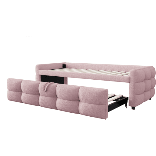 Sofá-cama 90180x190 cm - Puffbett, com estrado de ripas, multifuncional, rosa