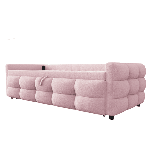 Sofá-cama 90180x190 cm - Puffbett, com estrado de ripas, multifuncional, rosa
